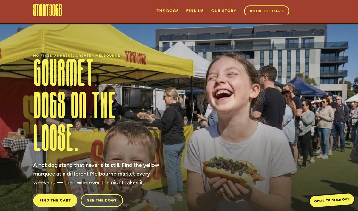 Stray Dogs Melbourne website — homepage screenshot